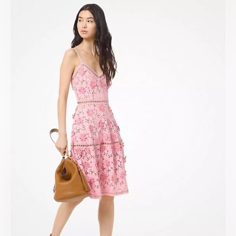 MICHAEL Michael Kors Pink Lace Floral A-Line Dress - Picture 3 of 9